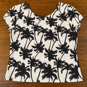 SO black and white palm trees short-sleeved shirt